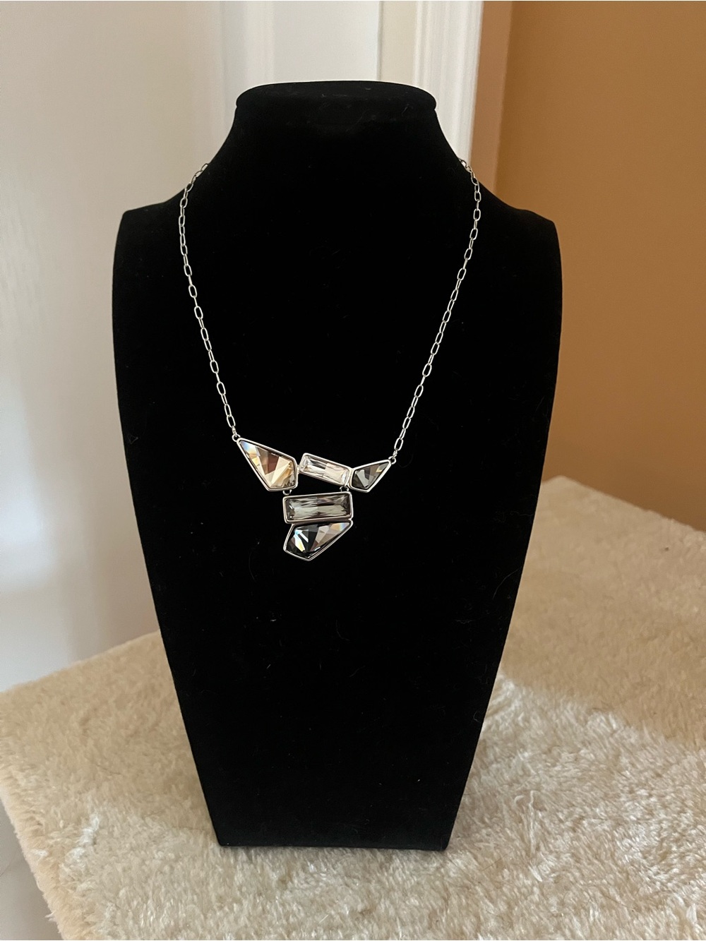 Touchstone by Swarovski Crystal Silver-Tone Iridescent Geometric Necklace